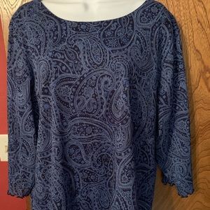 Notations Blue Paisley Blouse - 1X